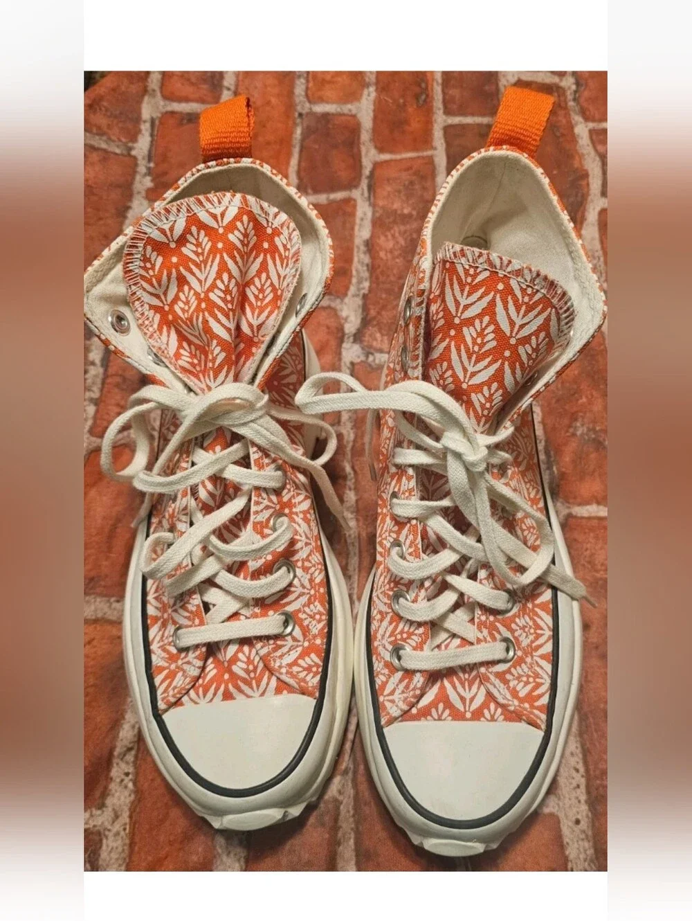 Converse Run Star Hike High Platform Bright Poppy Floral Sneakers M 8 W 9.5